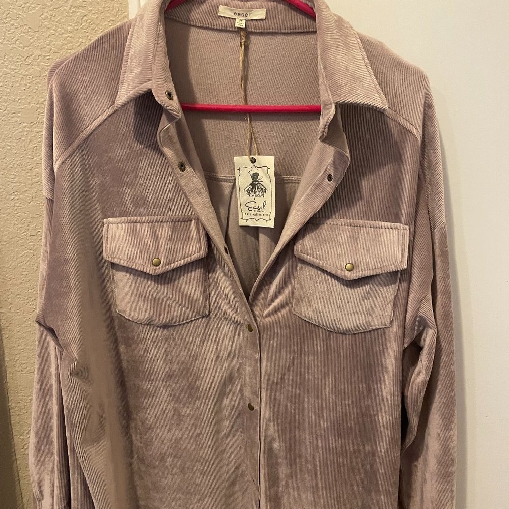 Long sleeve velvet suede shirt
